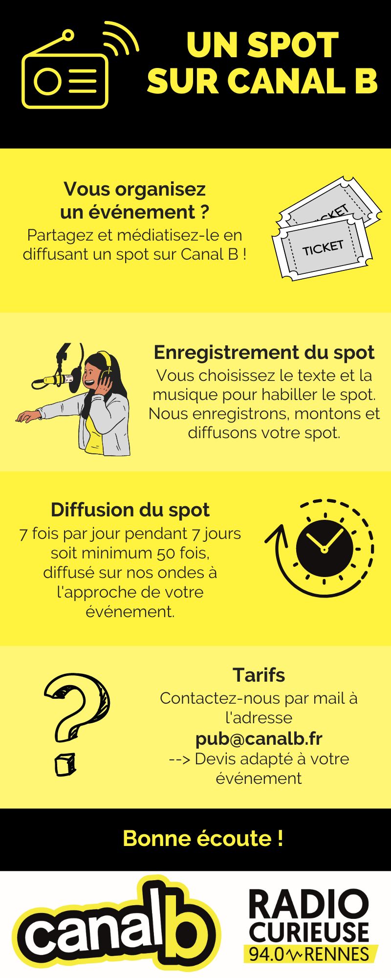 UN SPOT SUR CANAL B POUR ANNONCER VOTRE EVENEMENT